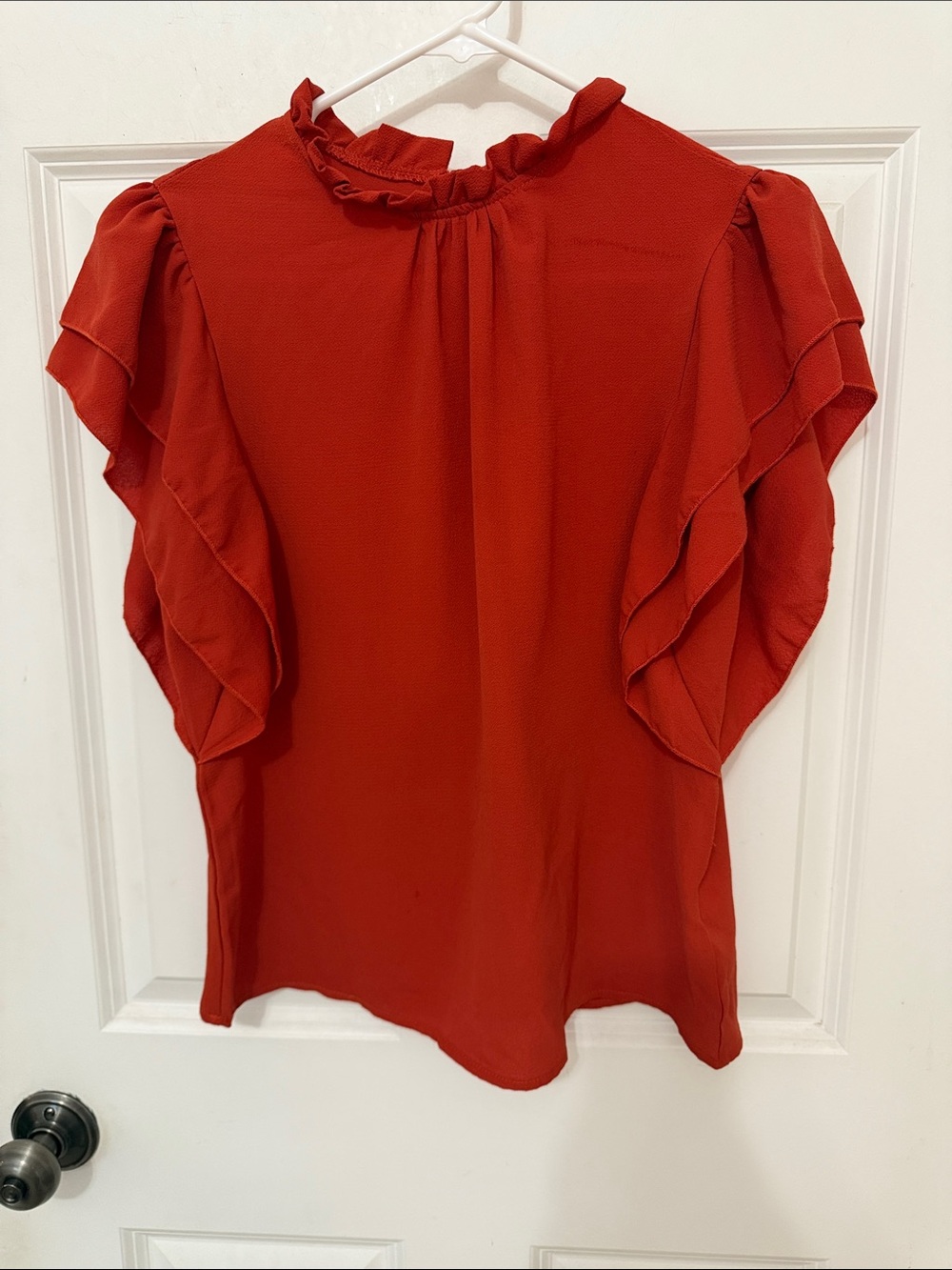 SHEIN Burnt Red short Sleeve Ruffle Sleeve Women's Blouse size small